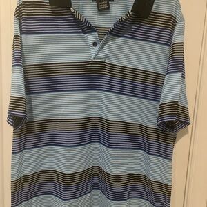 Classic Blue and Black Striped Men's Polo